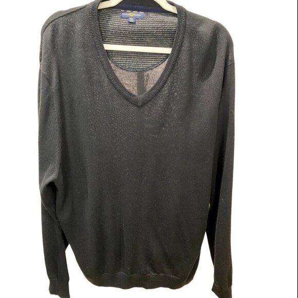 Club Room Black Merino Wool V-neck Sweater - Size XXL (EUC) - Picture 1 of 4